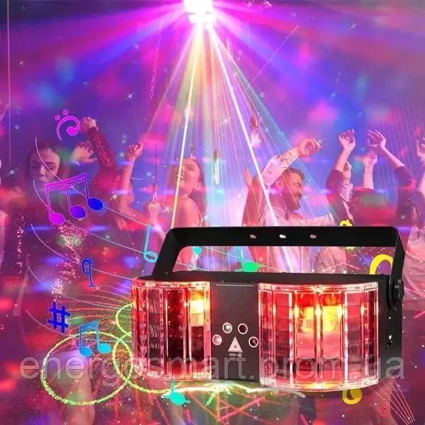 Energolux DJ-717 LED, 120 візерунків, RGB, cвітломузика з пультом, лазерний диско проектор 360&deg; з рухливим ефектом, активація під DJ-717 фото