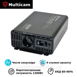 Інвертор Multicam RX-600/1200 з чистою синусоїдою, перетворювач з 12В в 220В, ідеально для дома, для котельного обладнання, RX-600 фото