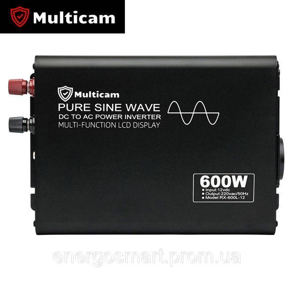 Інвертор Multicam RX-600/1200 з чистою синусоїдою, перетворювач з 12В в 220В, ідеально для дома, для котельного обладнання, RX-600 фото