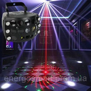 Energolux DJ-723 LED, 5v1, RGB, cвітломузика з пультом, лазерний диско проектор 360&deg; з рухливим ефектом, активація під ритм DJ-723 фото