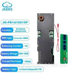 JK BMS PB1A16S15P струм 150A на 8S-16S балансування 1A для Pylon, Deye, Victron, Must, Growatt, Axioma, GoodWe. JK PB1A16S15P 150A фото