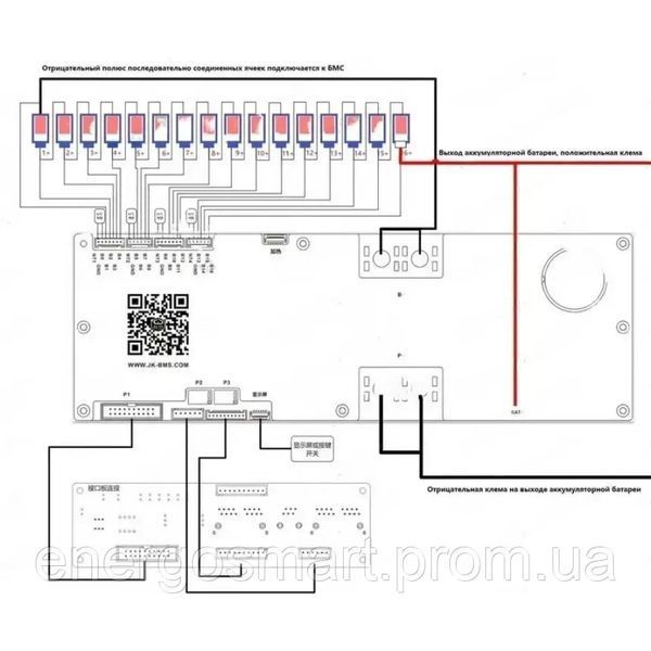 JK BMS PB1A16S15P струм 150A на 8S-16S балансування 1A для Pylon, Deye, Victron, Must, Growatt, Axioma, GoodWe. JK PB1A16S15P 150A фото