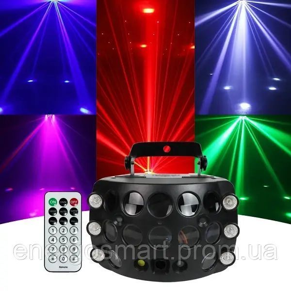 Energolux DJ-723 LED, 5v1, RGB, cвітломузика з пультом, лазерний диско проектор 360&deg; з рухливим ефектом, активація під ритм DJ-723 фото