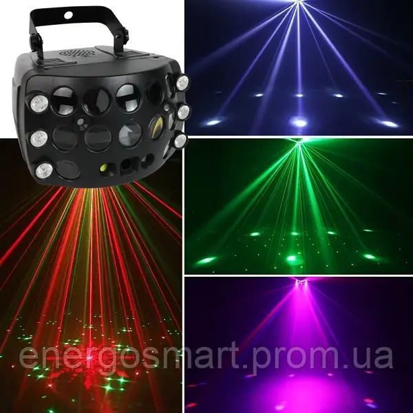 Energolux DJ-723 LED, 5v1, RGB, cвітломузика з пультом, лазерний диско проектор 360&deg; з рухливим ефектом, активація під ритм DJ-723 фото